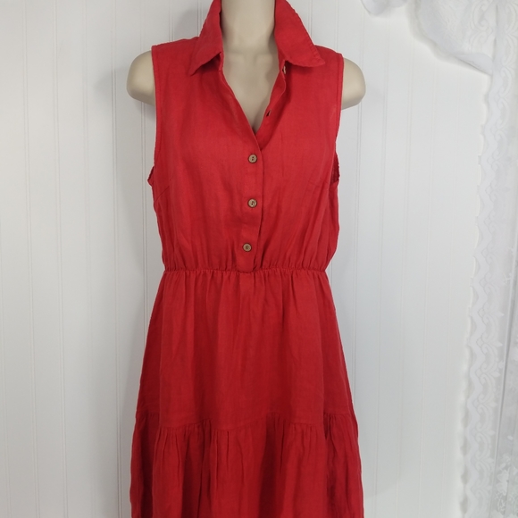 LE REGAZZE Made in Italy Linen Fit and Flare Dress Sz M - Picture 9 of 16
